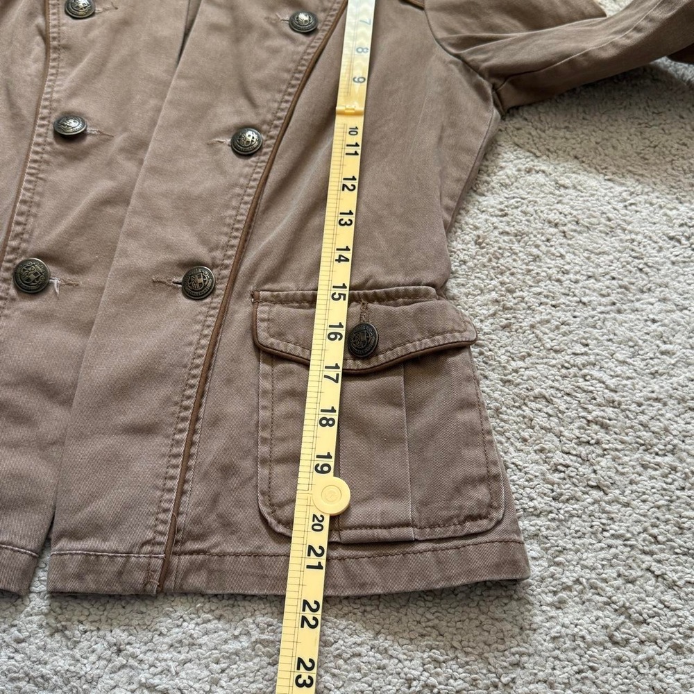 Khaki Military Utility Jacket Fitted Double Breasted Cargo Jacket - Picture 6 of 6